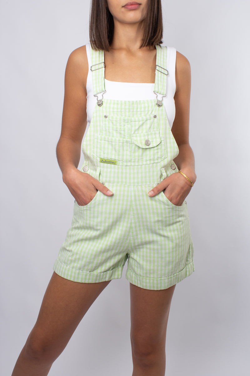 Green and white striped sales overalls