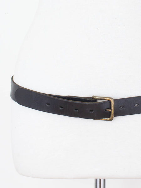 Unisex Black Leather Belt with Brass Buckle - Size 35"-40" / L