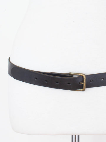 Unisex Black Leather Belt with Brass Buckle - Size 35"-40" / L
