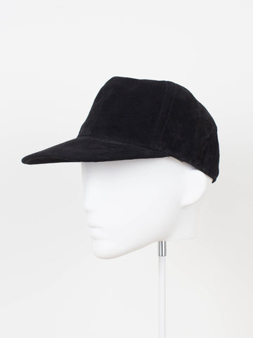 90s Black Suede Baseball Cap - One Size