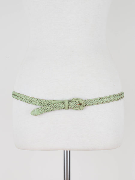 Lime Green Thin Woven Leather Belt | High, Mid & Low Waist | Size Fits S/M/L