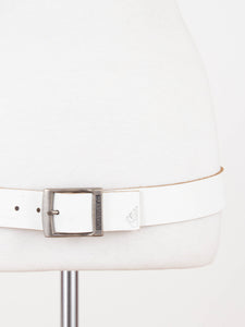 Y2K Low Waist Surfer/Skater Chunky White Leather Belt | Unisex | Size Fits S-M