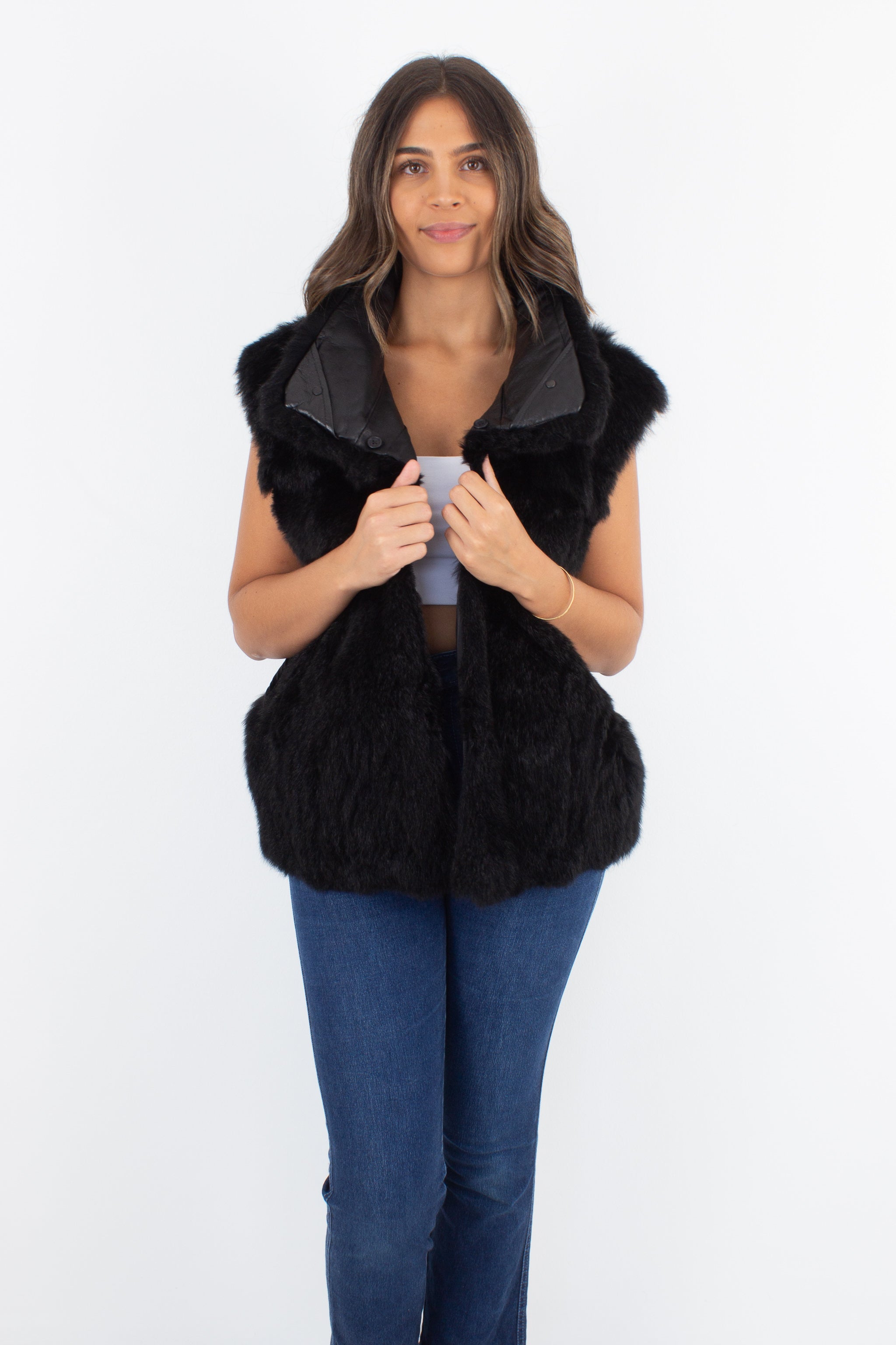 Fur vest with jeans best sale