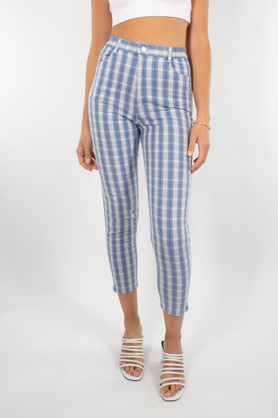 Blue & White Gingham Check Pant - Size XS/S 25"/26"