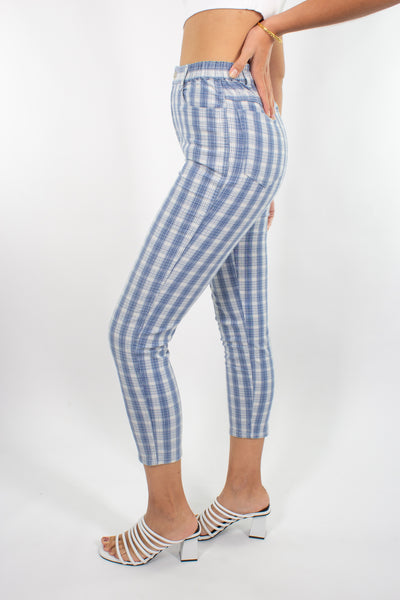 Blue & White Gingham Check Pant - Size XS/S 25"/26"