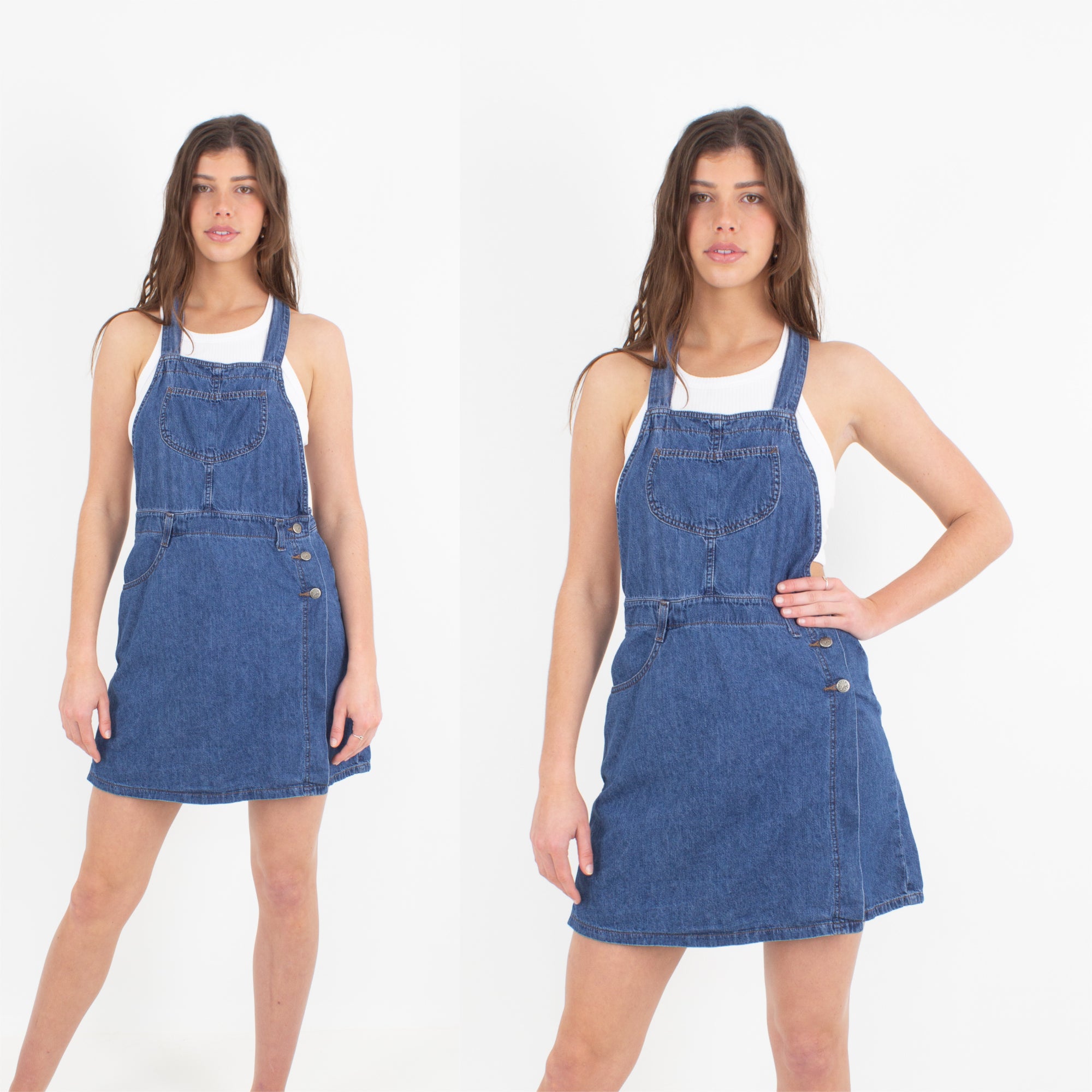 LEE Dark Blue Denim Overall Wrap Skort Dress Size M MarlowVintage