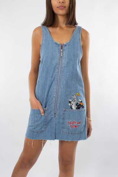 Looney Tunes Denim Mini Dress - Size XS/S/M